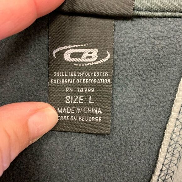 CB Fur Fleece & Scuba Gray Zip Up Jacket sz L Like New - Picture 3 of 4